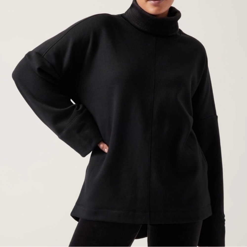 ATHLETA Cozy Karma Funnel Neck Sweatshirt | Black Oversized Pullover Small